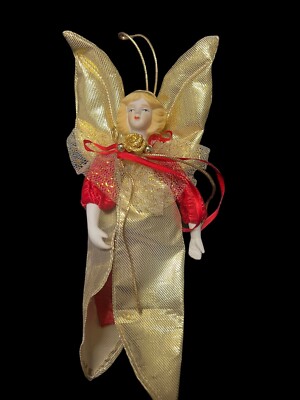Vintage Weihnachtsengel Deko Engel Porzellan Kopf & Hände 25 cm