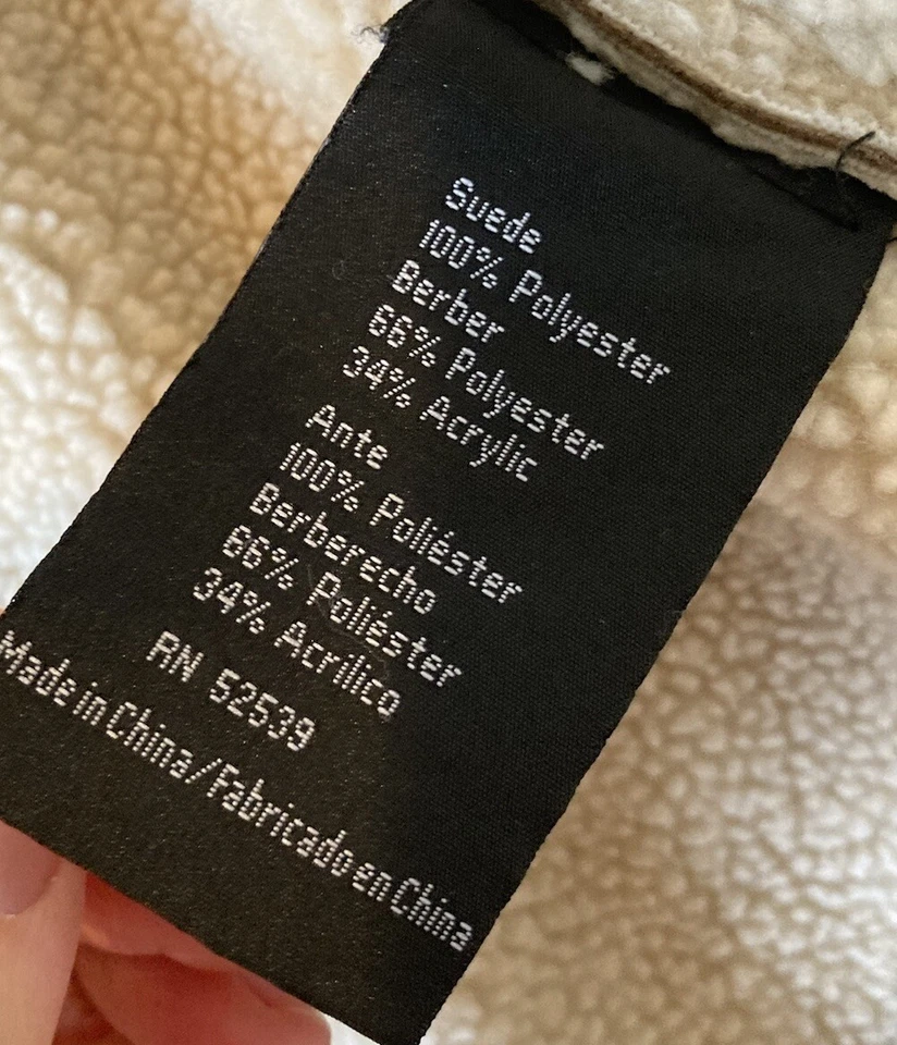 Vintage Utex Design Women’s Suede Sherpa Lined Coat size L Beige BE - Image 4 of 4