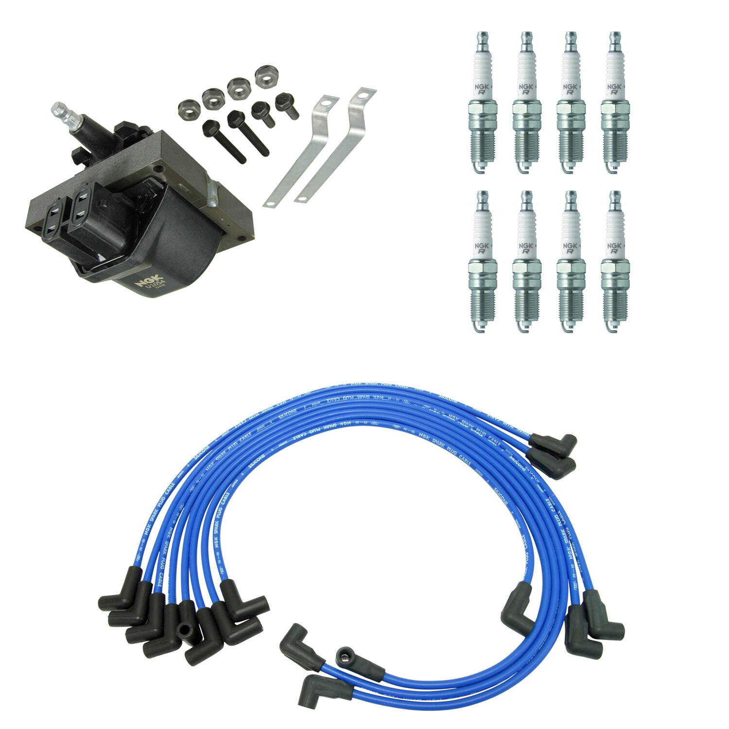 NGK Ignition Coil Wires 8 Nickel Spark Plugs Kit For C2500 K2500 5.7 V8 OHV