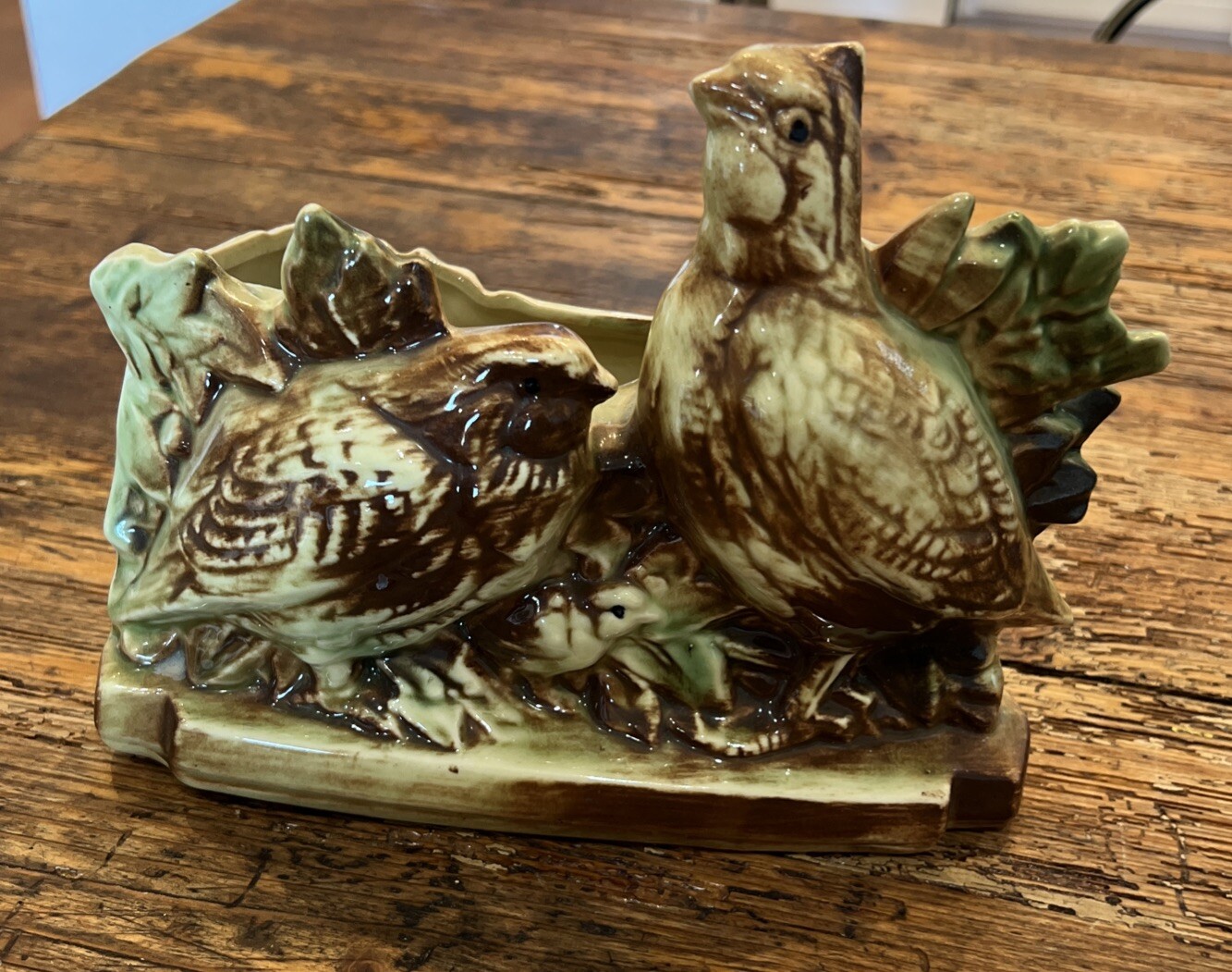 Mccoy Brown And Green Quail Planter