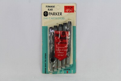 Vintage Parker Ink Cartridge Super Quink Permanant Black