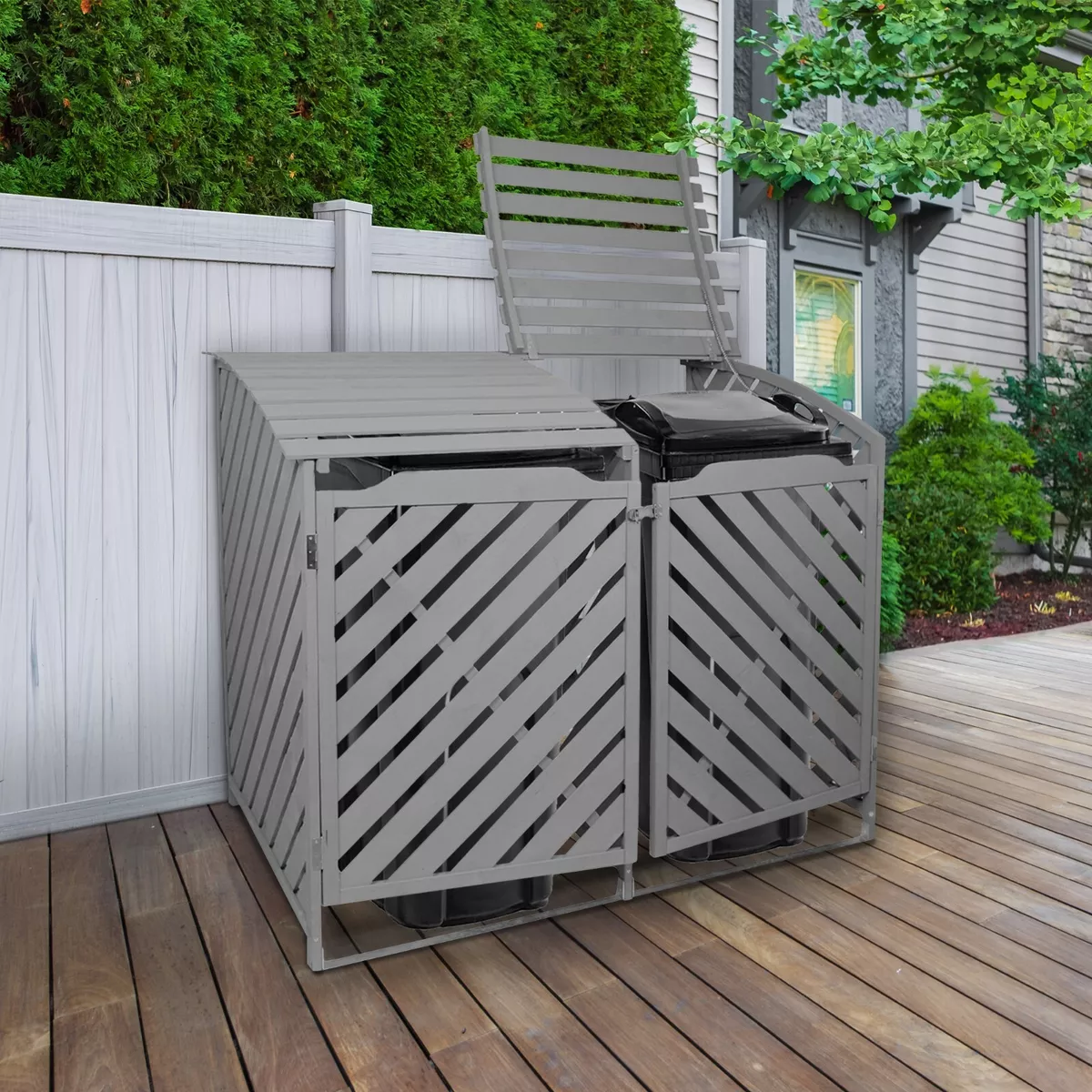 Wheelie Bin Store Double Wooden Shed Dustbin Storage Garden