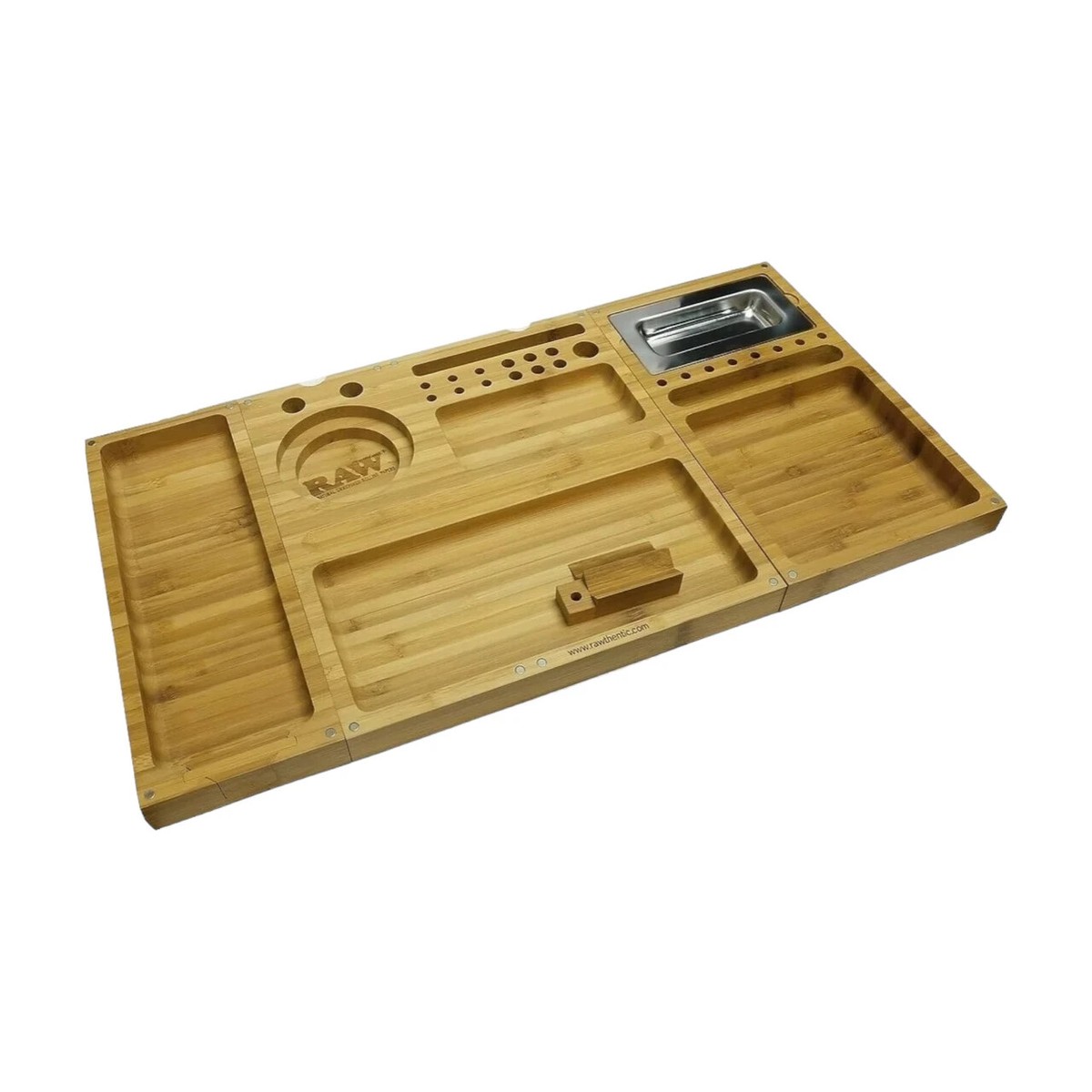 RAW Triple Flip Bamboo Magnet Rolling Foldable Tray with Built-in