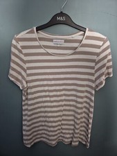 Next Maternity Size 12 Beige Striped Short Sleeve T-shirt Top (125/111/v)