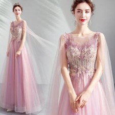 Fashionable Pink Princess Fairy Dress Chiffon Evening Dress Party Lace Ball Gown