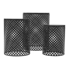 3pcs Modern Metal Cylindrical Frame Accent Table Outdoor Side Table End Table US