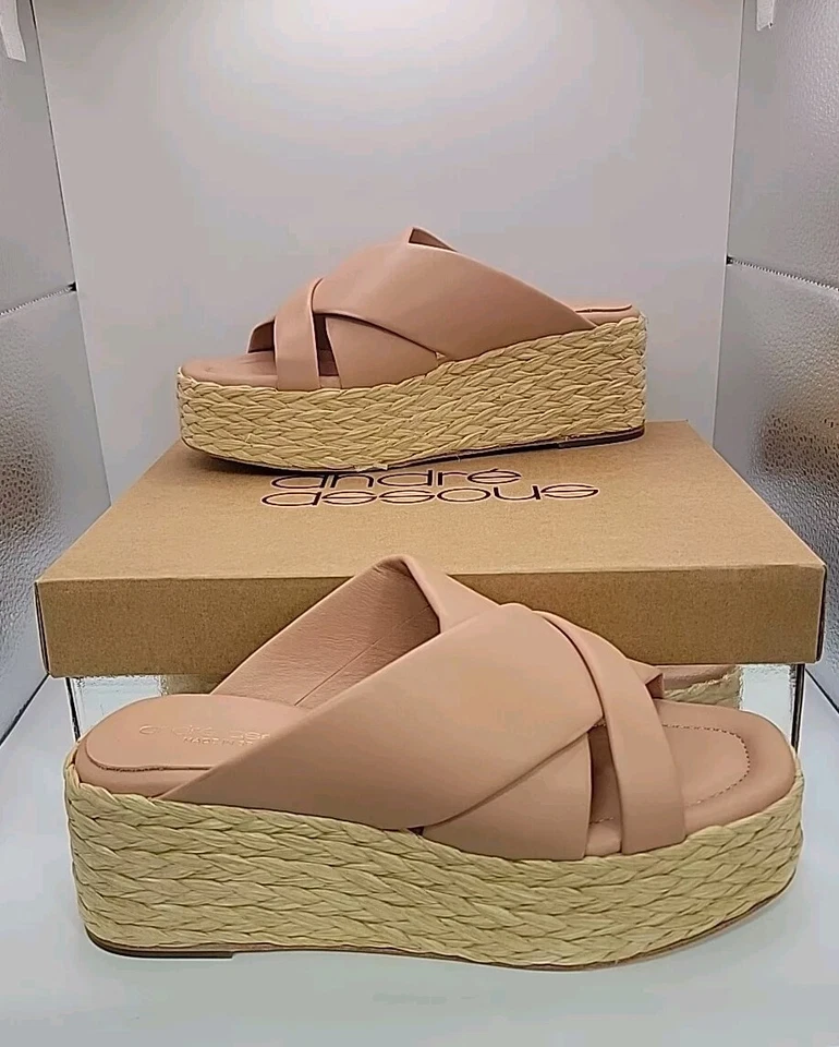 Sandalias Andre Assous Calesa Plataforma Alpargata Cuero Dorado Rosa 39 Foto 2 de 4