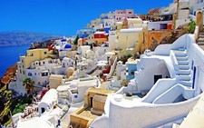 Landscape greece mediterranean sea town cityscape Custom Gaming Mat Desk