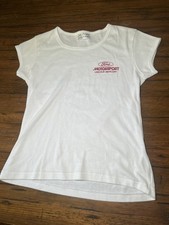 1970s Women’s Ford Motorsport Lincoln Tshirt Sz Lg By Lady Stadium White Ringer 