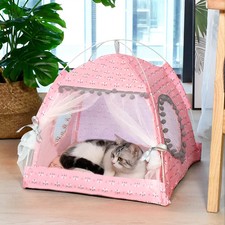 Floral Print Semi-Enclosed Pet Tent Bed Stylish All-Season Cat Dog Nest Cave