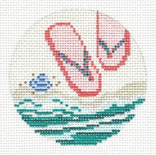 Summer Flip Flops at the Water's Edge HP Needlepoint Canvas by Needle Crossings