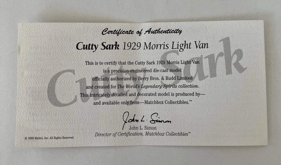 Matchbox Models Of Yesteryear YYM37791 Morris Light Van Cutty Sark Scots Whisky Foto 4 de 4