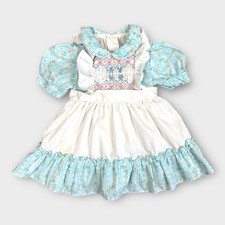 Vintage Blue Floral Smocked Baby Dress Puff Sleeves No Tag 6 12M Cottagecore