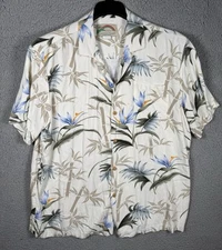 Vintage Paradise Found Hawaiian Shirt Mens Large Floral Embroidered