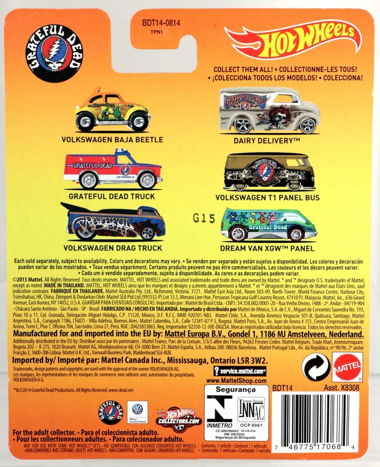 Hot Wheels Volkswagen грузовик Grateful Dead поп-культура - BDT14 NRFP синий - Изображение 4 из 4