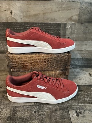 Women s Puma Smash v2 Suede Burgundy Rhubarb White Size 9