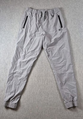 Flag Nor Fail Jogger Pants Windbreaker Mens Size Small Gray Stretch Zip Pockets