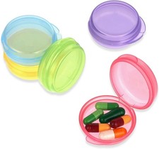 5 Pack Small Pill Box for Pocket Purse Daily Round Mini Pill Organizer Case NEW