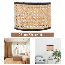 Rattan Lamp Shade Lampshade Droplight Rustic Round Hollow Decorative Hanging