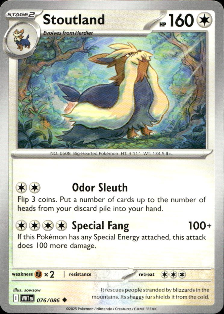 Stoutland 076/086 SV White Flare U NM English Pokémon