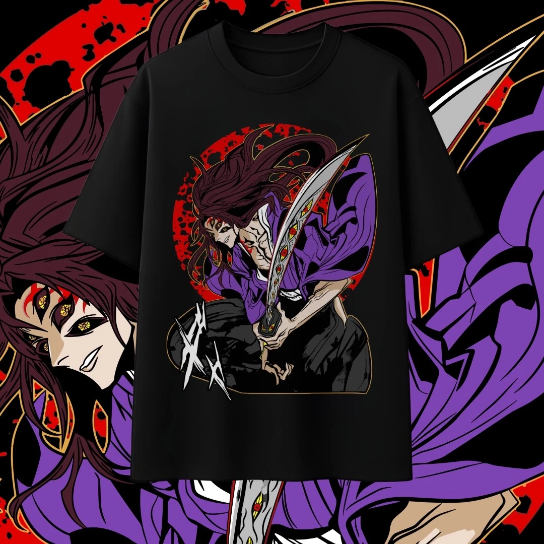 Camiseta Oversize Kokushibo Demon Slayer Anime Japonés Estilo Manga Kimetsu