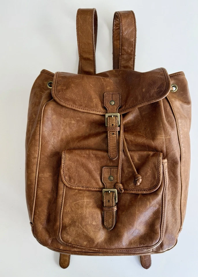 Mochila Polo Sport vintage EE. UU. 67 cuero con cordón Ralph Lauren Foto 2 de 4