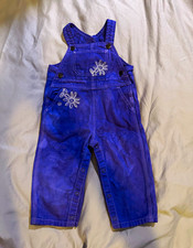 Carhartt Girls Bib Overalls 18M Purple Floral Embroidered Canvas Snap Leg