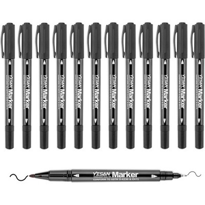 Permanent Marker Feine  Schwarz 12 Stück  Glas Stein Holz