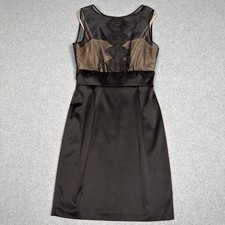 Max and Cleo Black Sheer Overlay Dress Sz 4 Scalloped Detail Cocktail Party