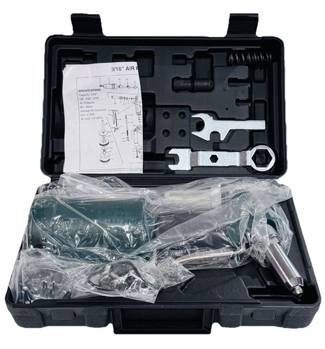 Portable Pneumatic Air Riveter Hydraulic Pop Rivet  Riveting Tool w/Case - 第 1/4 張圖片