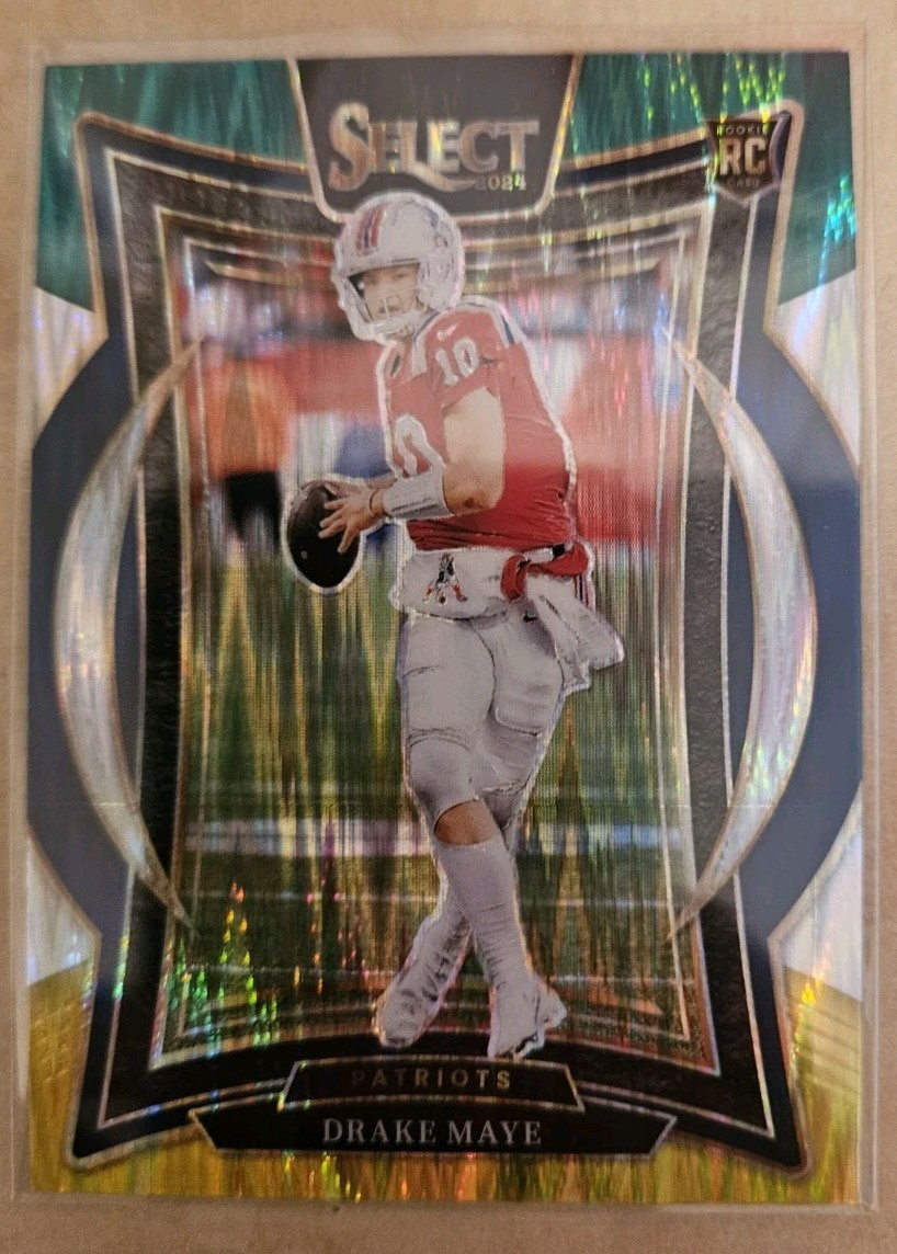 2024 Select Drake Maye Concourse #27 (RC) Green and Yellow Prizm Shock Rookie