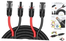 33Ft 10AWG Solar Cable Extension with Protection Cover, Solar 33FT with Cover