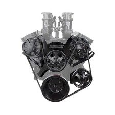 Chevy Sbc 350 Aluminum Complete Serpentine Belt Drive System Kit Black