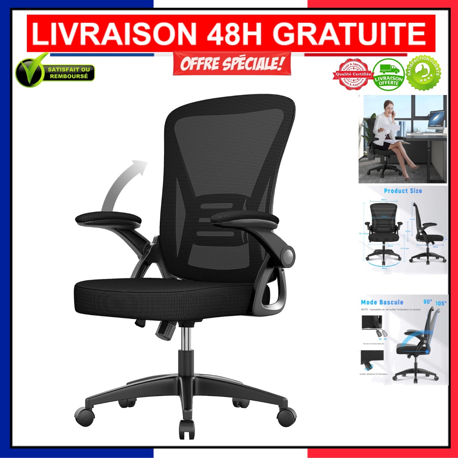 Chaise ergonomique Naspaluro pour soulager le mal de dos et travailler sans douleur