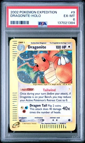 2002 POKEMON EXPEDITION #9 DRAGONITE-HOLO PSA 6