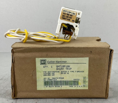 NEW CUTLER HAMMER SNT1RP18K SHUNT TRIP WITH PIGTAIL LEADS 415-600VAC 220-250VDC