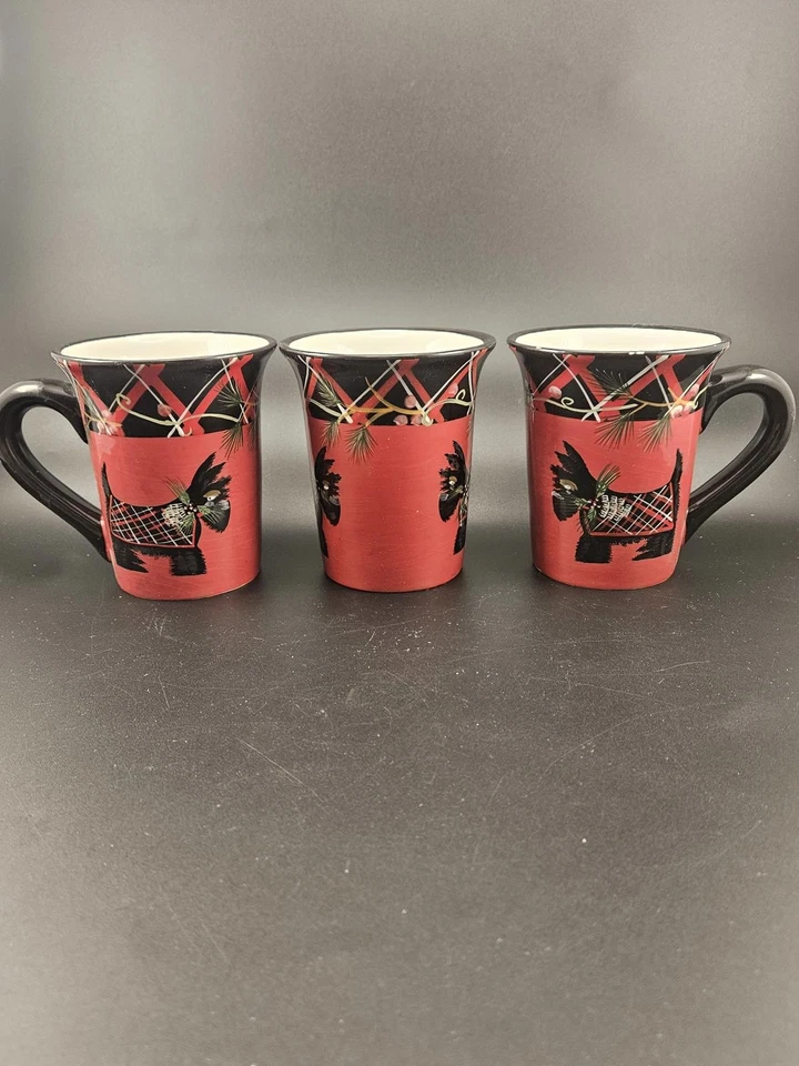Juego de 3 tazas a cuadros International Terrier certificadas, 16-18 oz, decoración para perros de vacaciones Foto 2 de 4