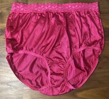 KMart Pink K Satin Bikini Panties Hi Waist Sz 8 Second Skin Shiny Nylon Silky