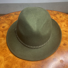 Mens Green Solid Fedora Hat One Size Classic ...