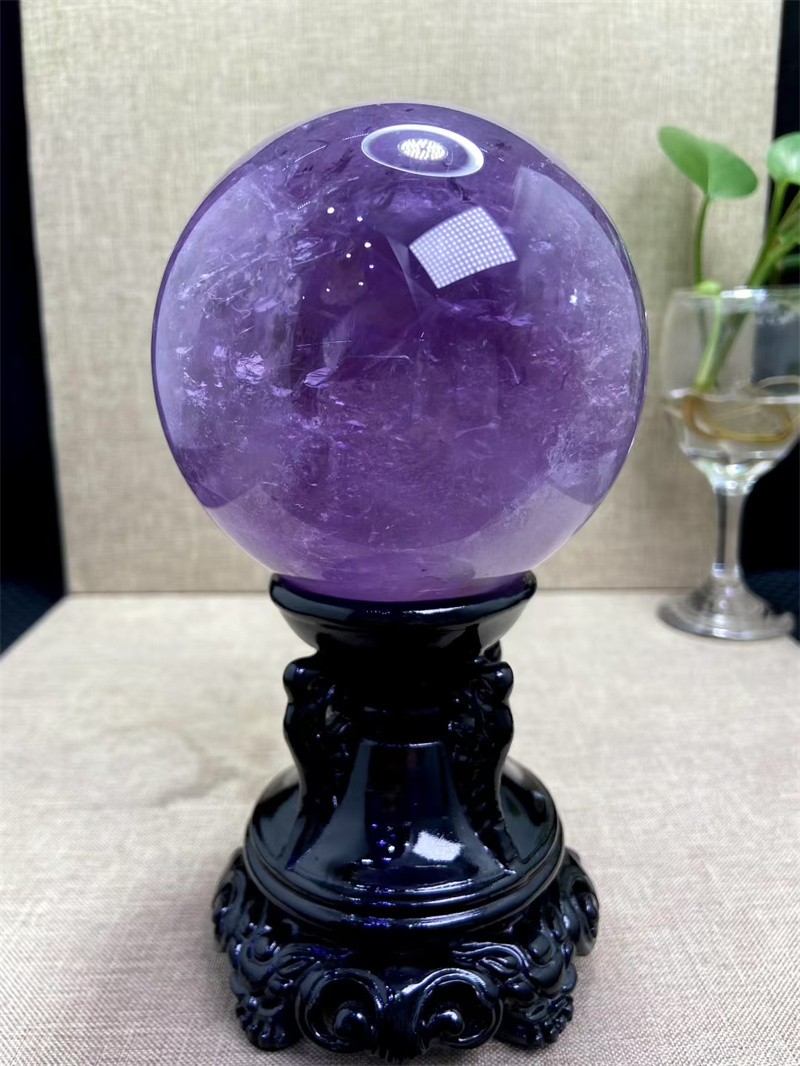 870g Top Natural Amethyst Quartz Sphere Crystal Ball Reiki Healing Home Decor