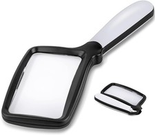 Folding 3X Lighted Magnifying Glass with Dimmable LED for Reading