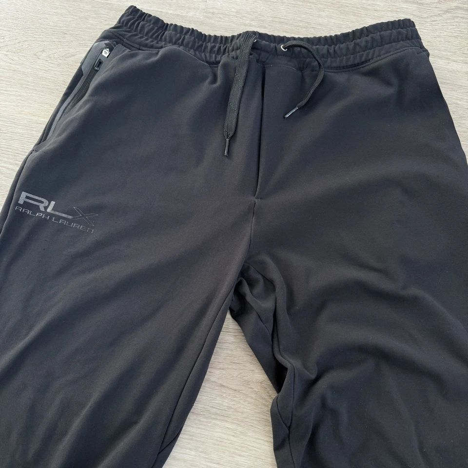 Calça jogger RLX polo Ralph Lauren masculina tamanho médio preta desempenho jersey - Imagem 2 de 4
