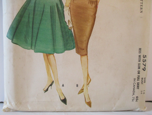 McCall's Pattern 5579 Misses Dress Slim or Flared Skirt Size 14 Bust 34 Vtg 1960 - Picture 3 of 13