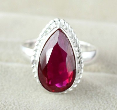 AGI Zertifiziert 16.75 Ct Natürliches Roter Beryll Bixbite Pear Cut Ring