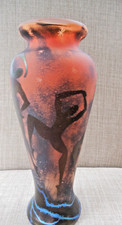 Okra Glass Vase - Cameo Glass Fire Dance Shape 120/8 Signed Boxed