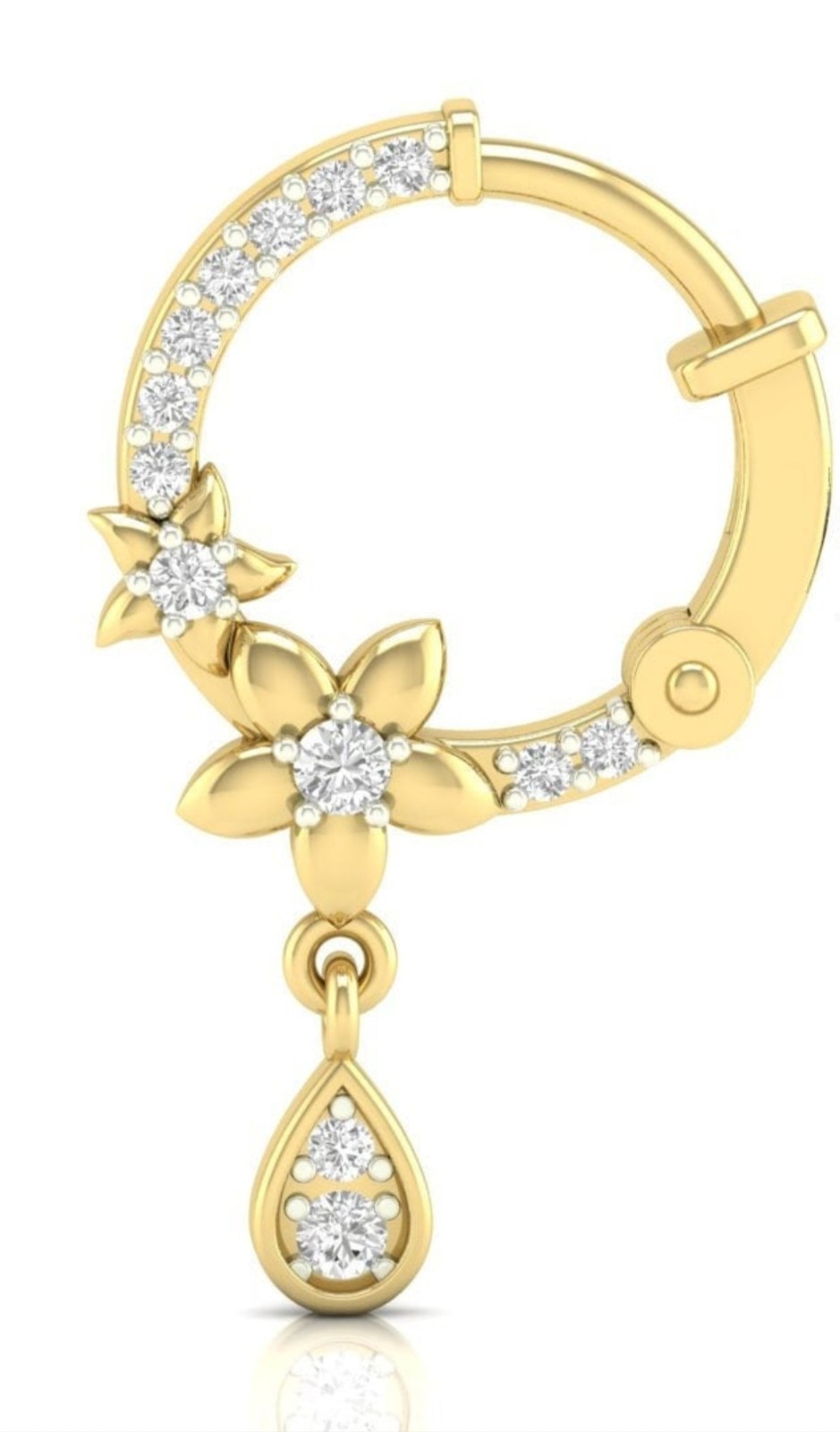 Solid 18k Diamond Clicker Nose Ring - image 1