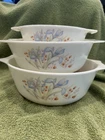 VINTAGE PYREX BLUE IRIS Made in England  set of 3