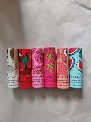 Bundle Of 6 Sephora Moisturizing ( 4 Lip Balms & 2 Lip Scrubs ) 0.12oz Fruity 