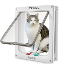 Extra Large Weatherproof White ABS Cat Door Pet Flap, Large Pet Entry, Cat