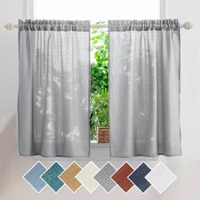 Yancorp Light Grey Kitchen Tier Curtains 24"W x 24"L Pack of 2 ,